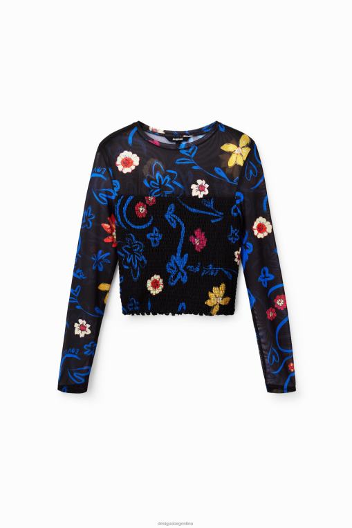 mujer ropa 8H0V594 camiseta corta y ajustada con estampado floral Desigual