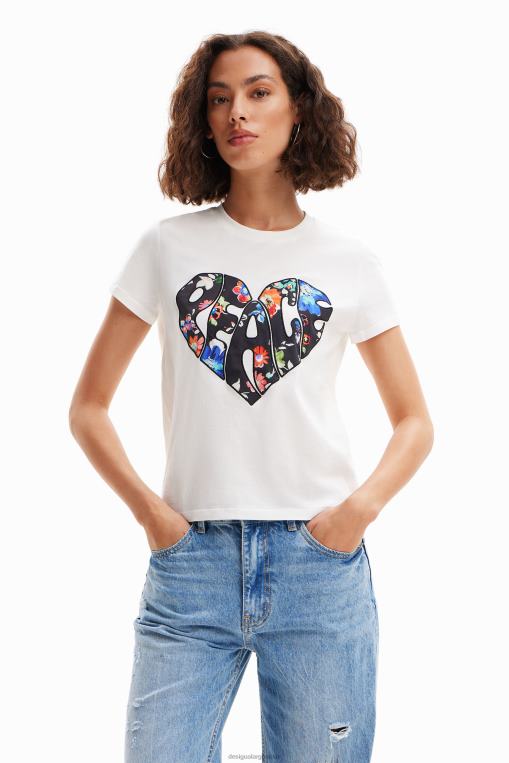 mujer ropa 8H0V925 camiseta del corazón de la paz Desigual