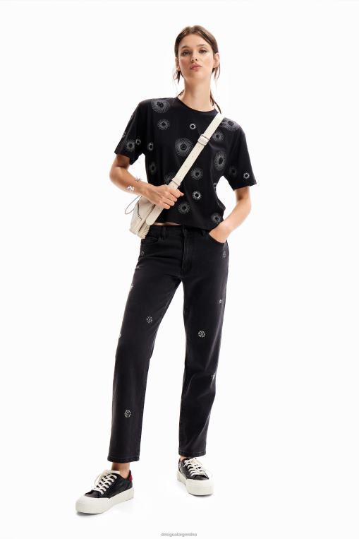 mujer ropa 8H0V99 camiseta oversize bordada Desigual