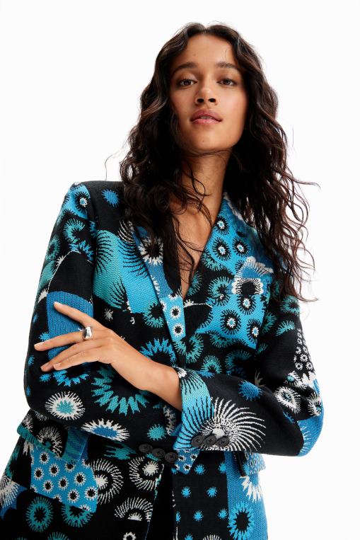 mujer ropa 8H0V150 blazer con patchwork de jacquard Desigual