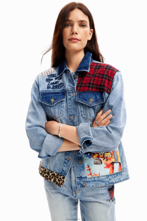 mujer ropa 8H0V159 chamarra estilo camionero de mezclilla de mickey mouse Desigual