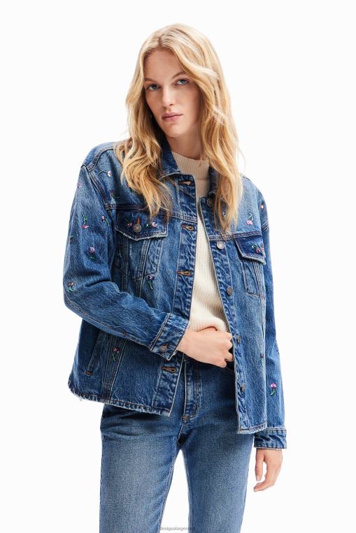 mujer ropa 8H0V239 chaqueta estilo camionero de mezclilla floral Desigual