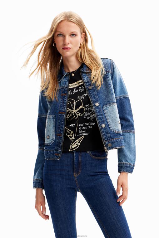 mujer ropa 8H0V240 chaqueta estilo camionero de mezclilla con patchwork Desigual