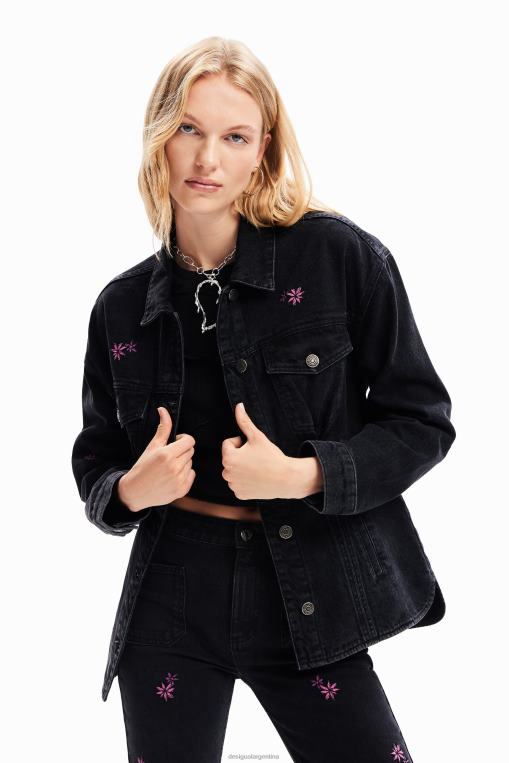 mujer ropa 8H0V278 chaqueta estilo camionero de mezclilla floral Desigual