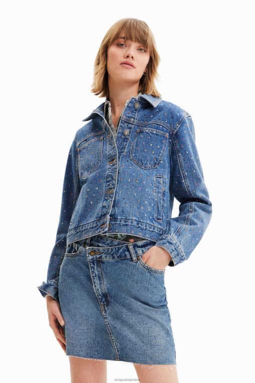 mujer ropa 8H0V339 chaqueta estilo camionero de mezclilla con tachuelas Desigual