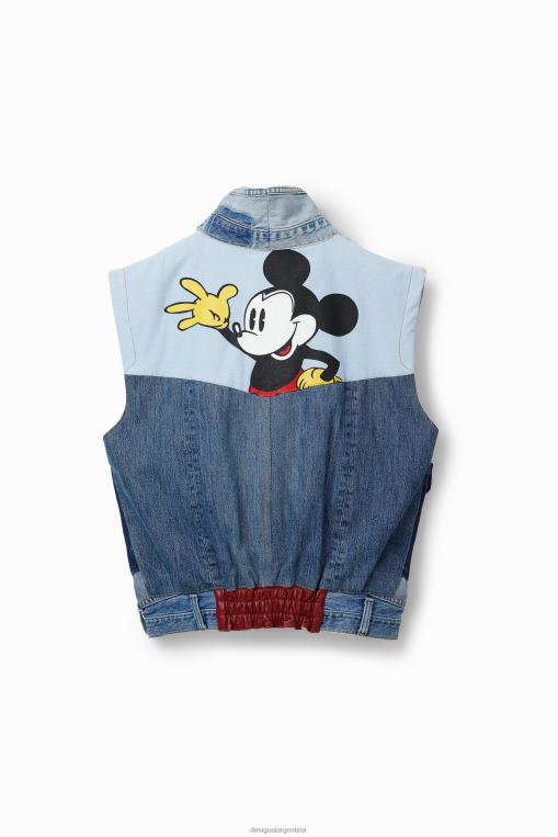 mujer ropa 8H0V977 Chaleco vaquero con icono de Mickey Mouse - Rojo Desigual