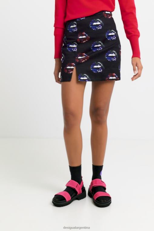 mujer ropa 8H0V1087 minifalda de labios delgados Desigual