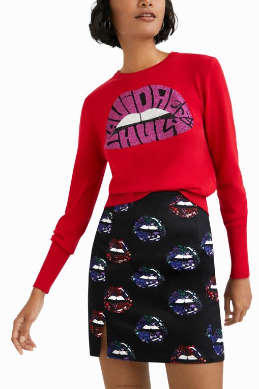 mujer ropa 8H0V1087 minifalda de labios delgados Desigual