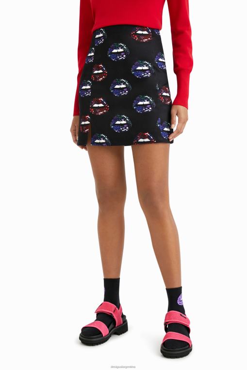 mujer ropa 8H0V1087 minifalda de labios delgados Desigual
