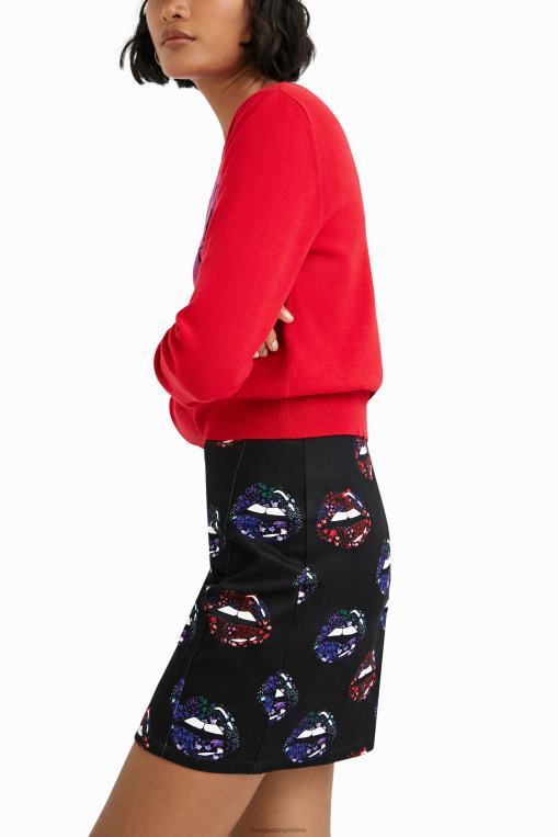 mujer ropa 8H0V1087 minifalda de labios delgados Desigual