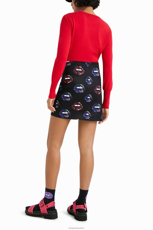 mujer ropa 8H0V1087 minifalda de labios delgados Desigual