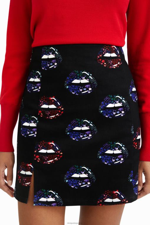 mujer ropa 8H0V1087 minifalda de labios delgados Desigual