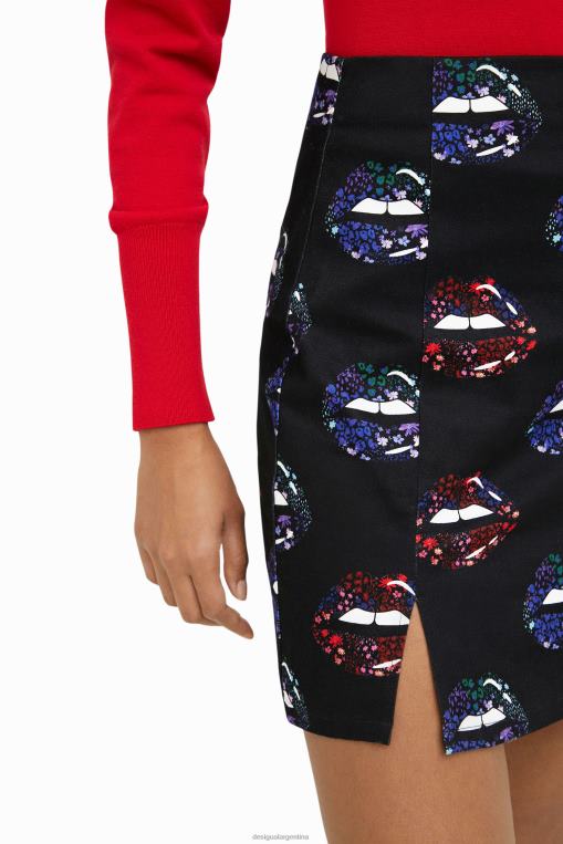 mujer ropa 8H0V1087 minifalda de labios delgados Desigual