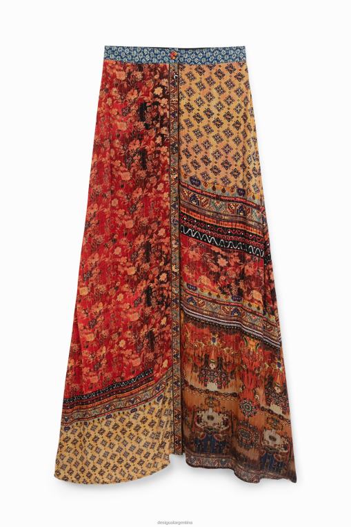 mujer ropa 8H0V1133 falda larga de flores Desigual