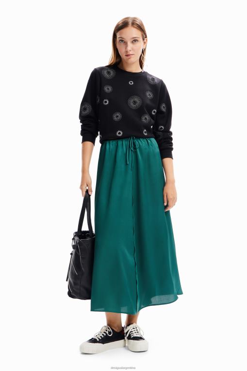 mujer ropa 8H0V268 falda midi de satén Desigual