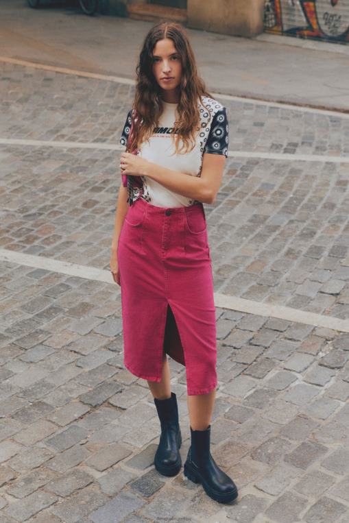 mujer ropa 8H0V32 falda de mezclilla con abertura Desigual