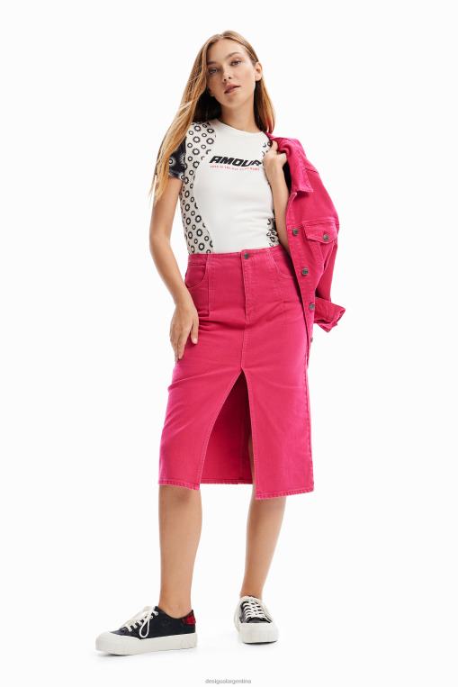 mujer ropa 8H0V32 falda de mezclilla con abertura Desigual