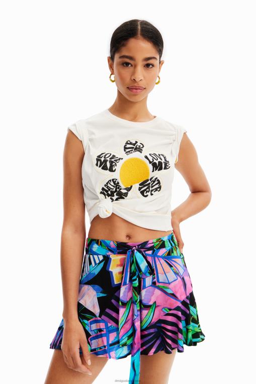 mujer ropa 8H0V380 pantalones cortos con volantes tropicales Desigual