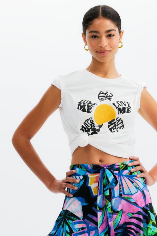 mujer ropa 8H0V380 pantalones cortos con volantes tropicales Desigual