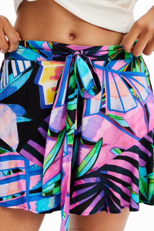 mujer ropa 8H0V380 pantalones cortos con volantes tropicales Desigual