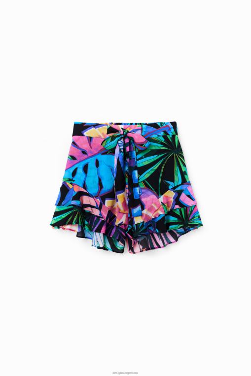 mujer ropa 8H0V380 pantalones cortos con volantes tropicales Desigual