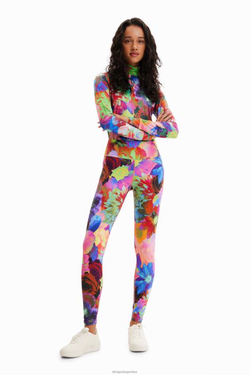 mujer ropa 8H0V282 leggins elásticos con estampado floral Desigual