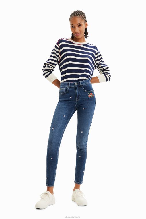 mujer ropa 8H0V445 jeans ajustados con flores y push-up Desigual