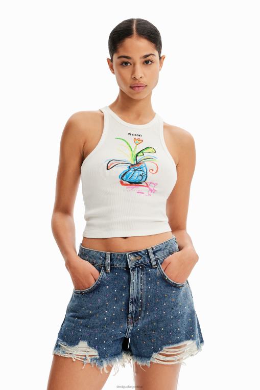 mujer ropa 8H0V513 pantalones cortos de mezclilla con tachuelas Desigual
