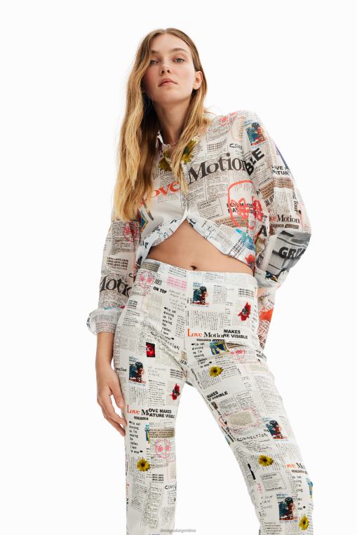 mujer ropa 8H0V652 pantalones con aberturas de periódico Desigual