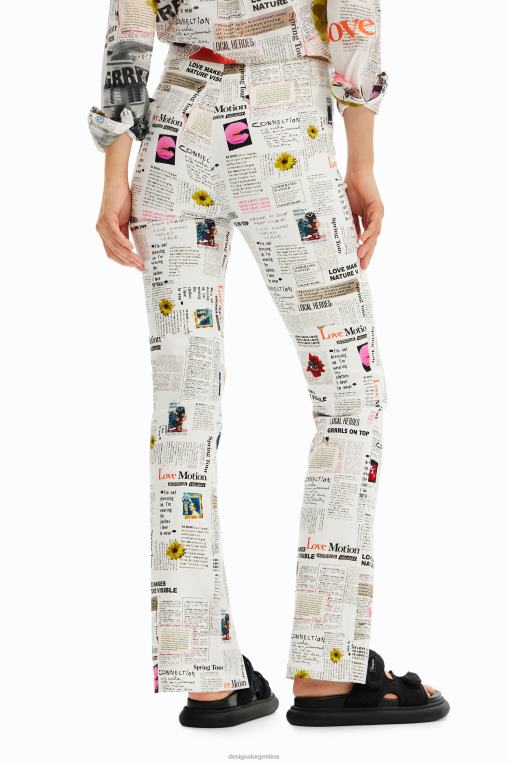 mujer ropa 8H0V652 pantalones con aberturas de periódico Desigual