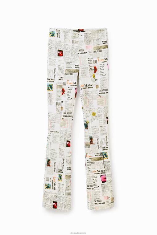 mujer ropa 8H0V652 pantalones con aberturas de periódico Desigual