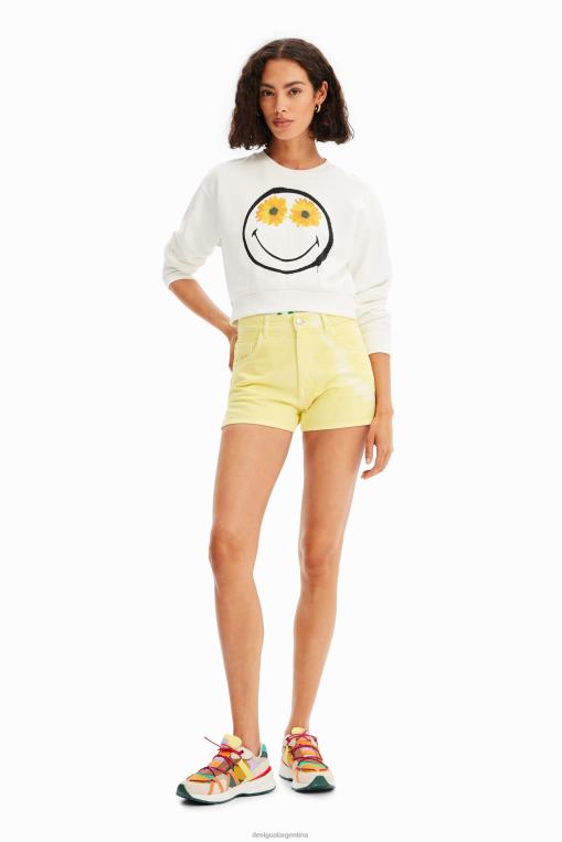 mujer ropa 8H0V796 shorts de mezclilla con efecto tie-dye Desigual