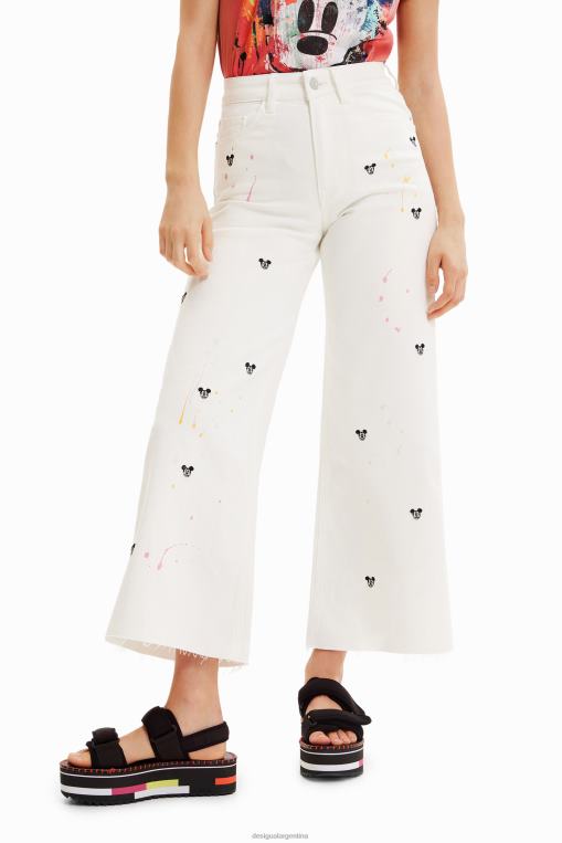 mujer ropa 8H0V837 jeans culotte recortados de mickey mouse de disney Desigual