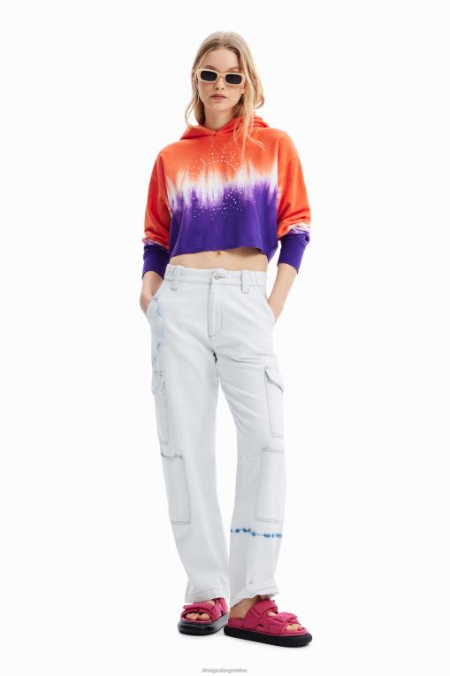 mujer ropa 8H0V458 sudadera con capucha corta con efecto tie-dye y strass Desigual