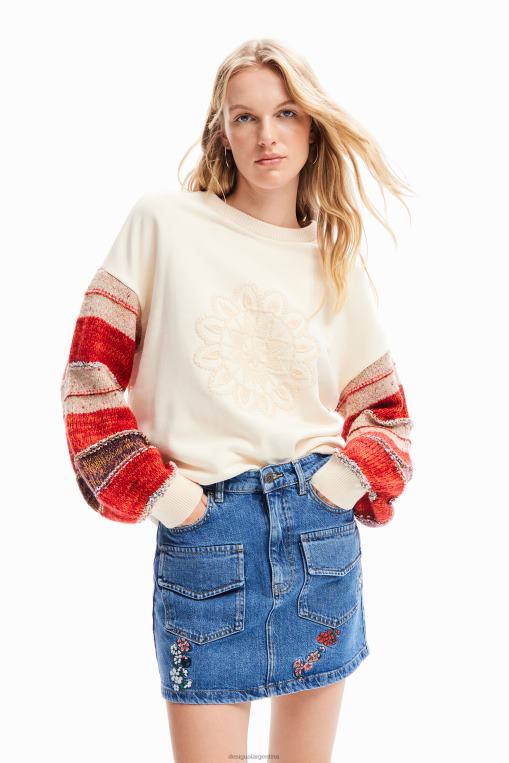 mujer ropa 8H0V174 sudadera con combinación de bordados Desigual