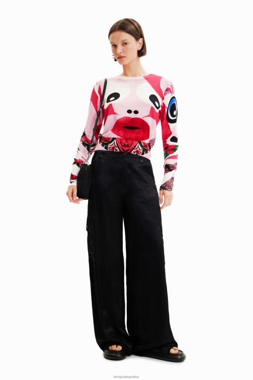 mujer ropa 8H0V285 metro. jersey con cara de christian lacroix Desigual