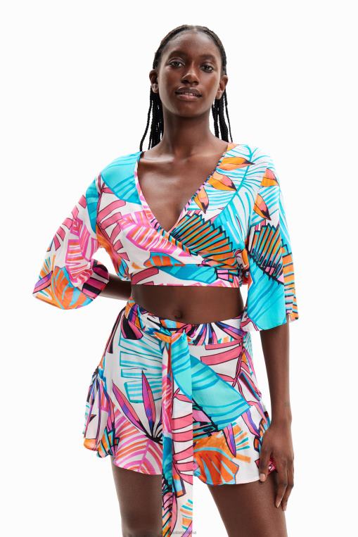 mujer ropa 8H0V604 top corto cruzado tropical Desigual