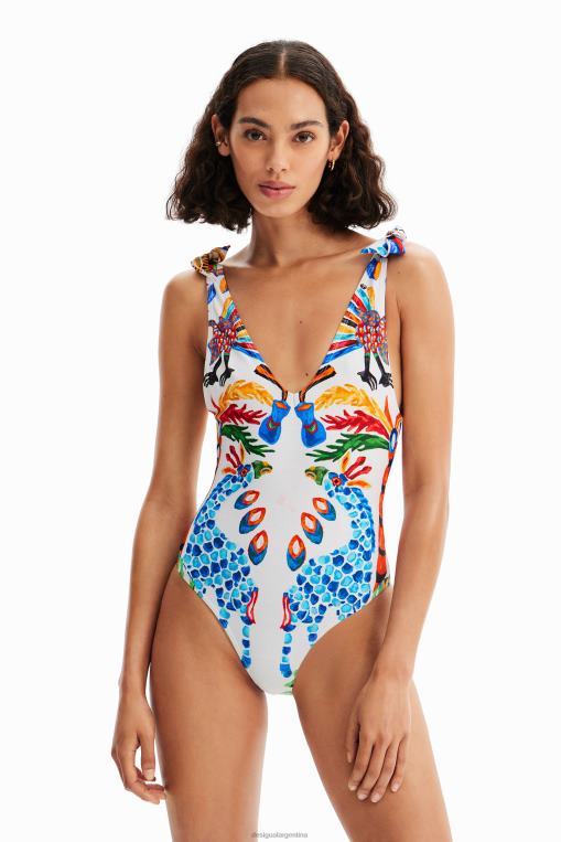 mujer ropa 8H0V319 traje de baño con lazo stella jean Desigual