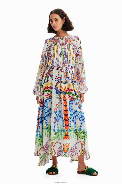 mujer ropa 8H0V110 vestido estilo túnica largo de stella jean Desigual