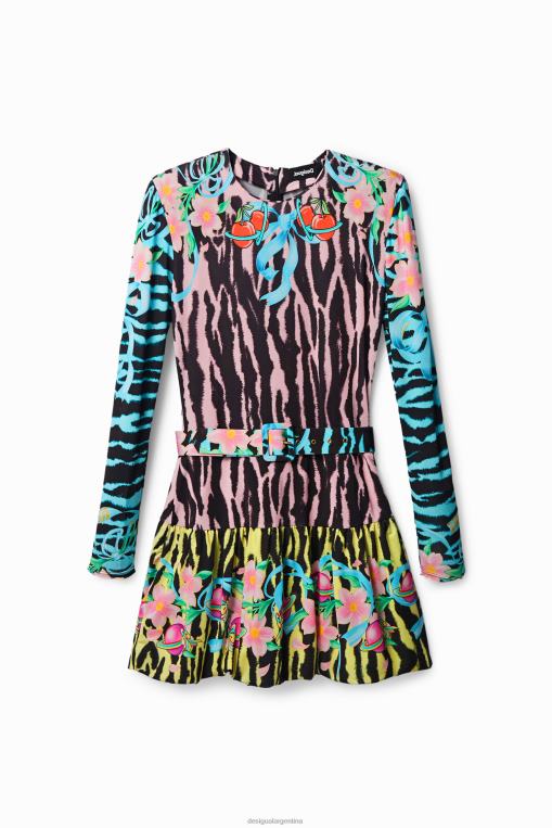 mujer ropa 8H0V1126 vestido corto ajustado de cebra Desigual