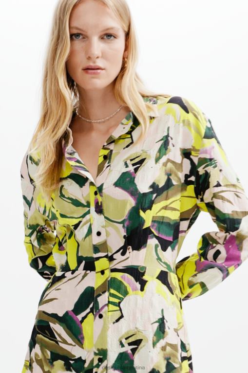 mujer ropa 8H0V158 vestido camisero corto con flores Desigual