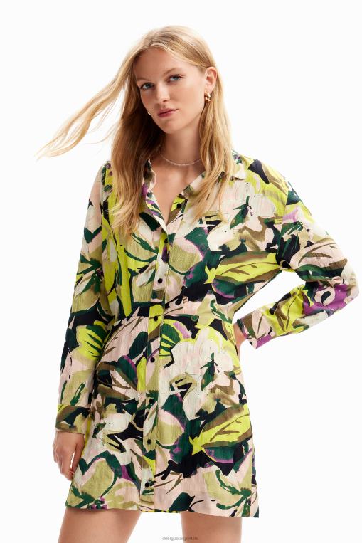 mujer ropa 8H0V158 vestido camisero corto con flores Desigual
