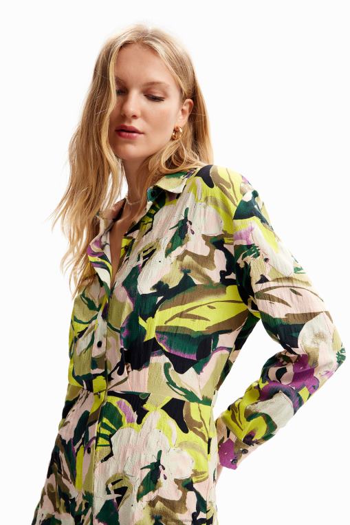 mujer ropa 8H0V158 vestido camisero corto con flores Desigual