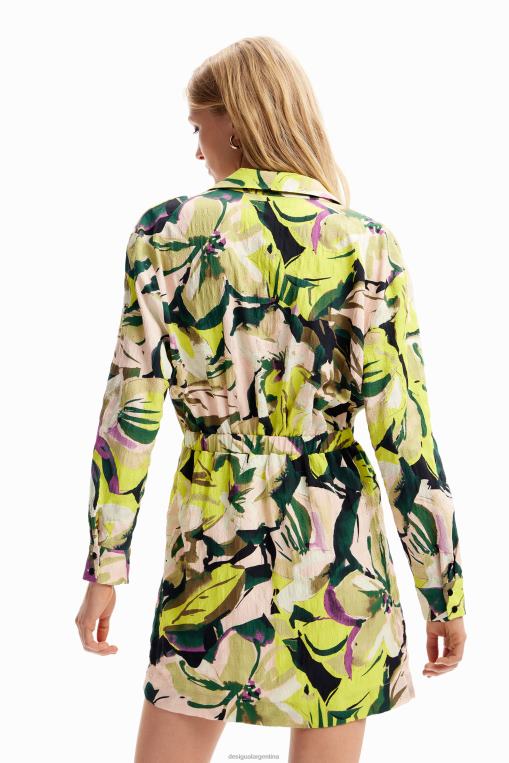 mujer ropa 8H0V158 vestido camisero corto con flores Desigual