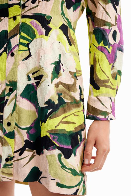 mujer ropa 8H0V158 vestido camisero corto con flores Desigual