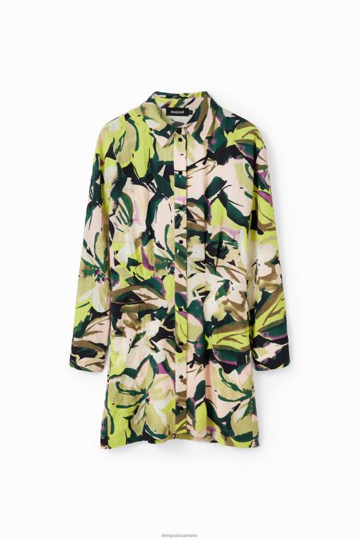 mujer ropa 8H0V158 vestido camisero corto con flores Desigual