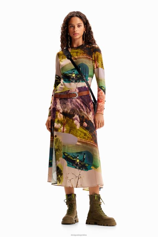 mujer ropa 8H0V168 metro. vestido midi collage de christian lacroix Desigual