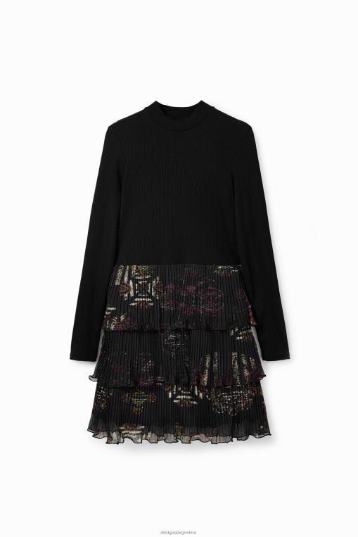 mujer ropa 8H0V16 vestido corto plisado Desigual