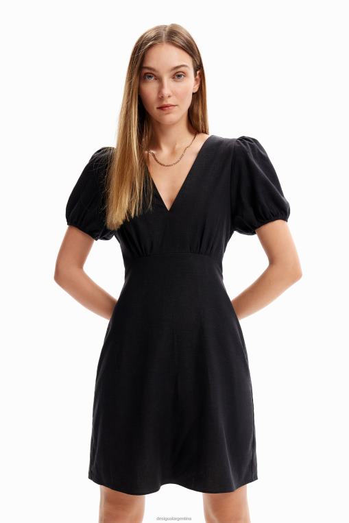 mujer ropa 8H0V186 vestido corto con mangas abullonadas Desigual