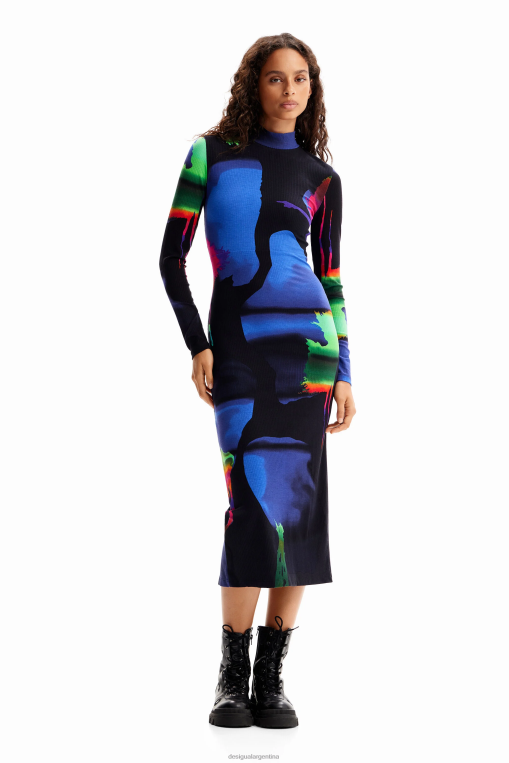 mujer ropa 8H0V202 metro. vestido midi neón de christian lacroix Desigual